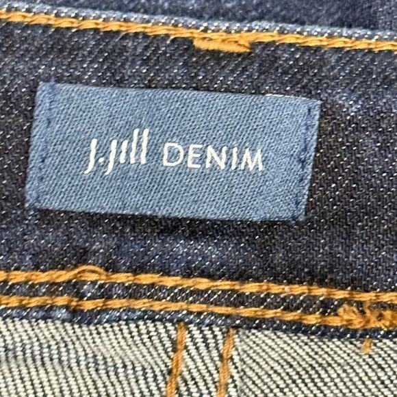 J Jill High Rise Straight Leg Stretch Dark Wash Distressed Jeans Denim 12 T - Picture 16 of 16